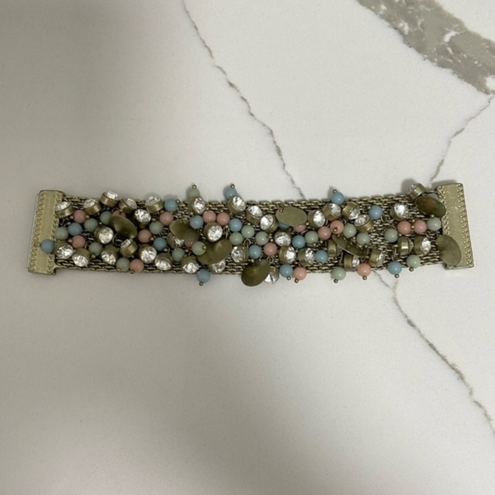 Anthropologie gold plated confetti mesh bracelet